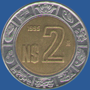 2 песо Мексики 1995 года
