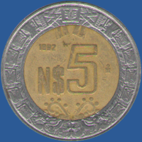 5 песо Мексики 1992