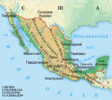 карта Мексики